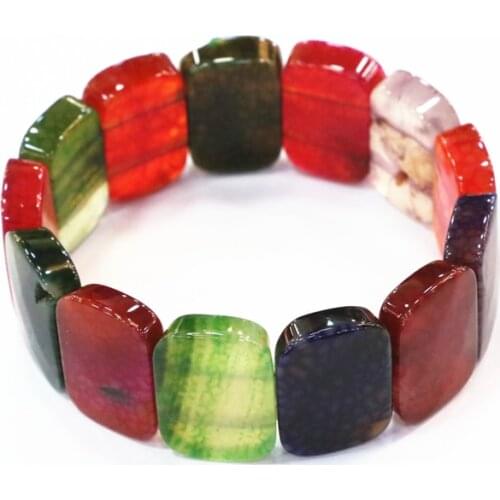 Women Bracelets Bangles Natural Stone Jades Crystal Agates Multicolor Geometry 18x25mm Beads Strand Manual Jewelry 7.5inch B3279