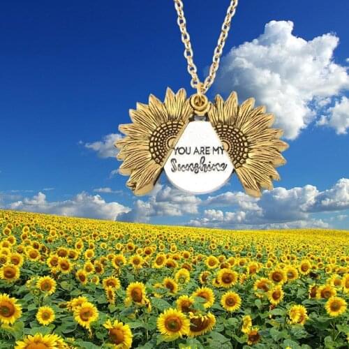 You Are My Sunshine Open Locket Sunflower Necklace Boho Jewelry Stainless Steel Friendship Gifts Letter Necklace Collier