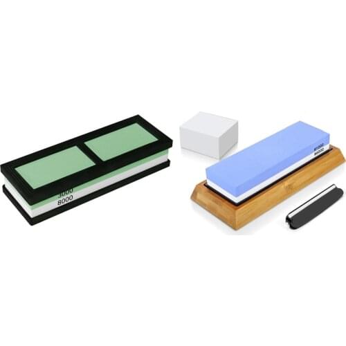 1 Set Grit Knife Sharpening Stone,With Holder & 1 Set Grits Two Sides Professional Whetstone Knife Sharpener