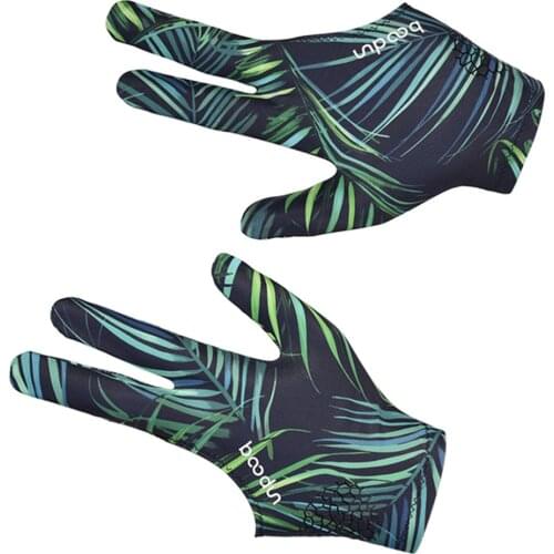 1pc 3 Fingers Glove High Elastic Anti-slip Billiards Glove Breathable Snooker Glove (Leaves)