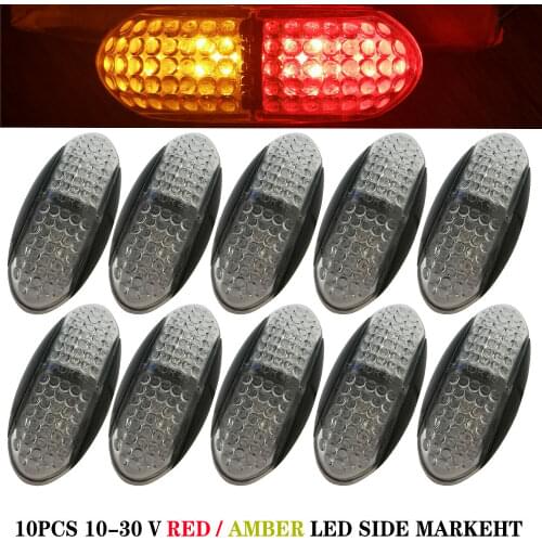 10Pcs 10-30V RED/AMBER Sealed LED Clearance Side Marker Light Boat Trailer Truck Caravan utes Car Vehicle Indicator Lamp
