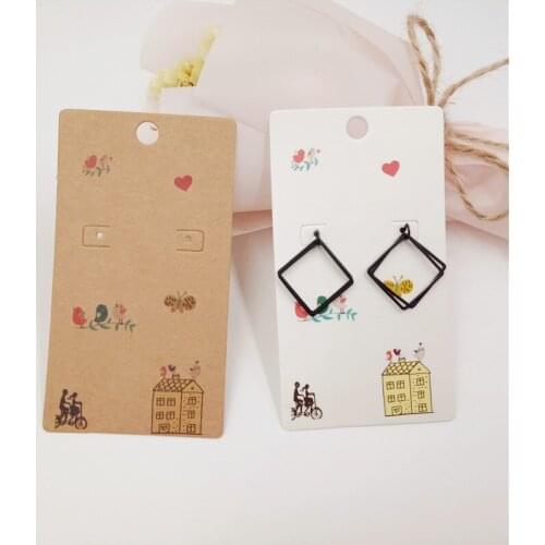 100Pcs 9*5cm Multiple Styles Fashion Earring Displays Cards Handmade Ear Cute Stud Packaging Cards Paper Necklace/Pendant Cards