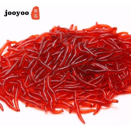 100pcs/Lot 3.5cm Lifelike Red Worm Soft Bait Smell Shrimp Odor Artificial Silicone Fishing Lure Bass Simulation Earthworm Takcle