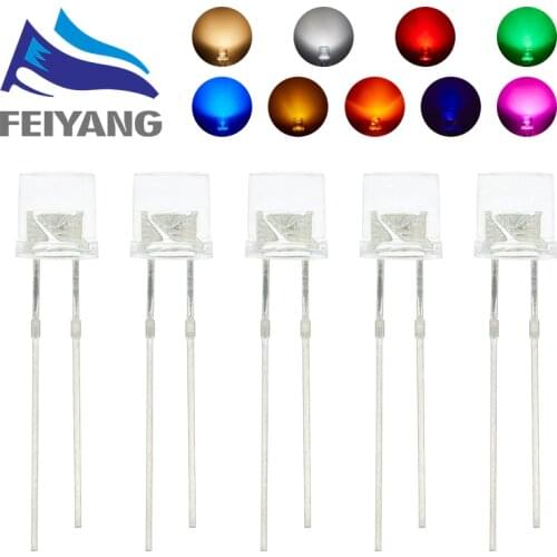 1000pcs 5mm LED Light Emitting Diode Flat Top Warm white Red Blue Green UV Orange Yellow Pink Color Bulb Lamp 3V DIY Indicator