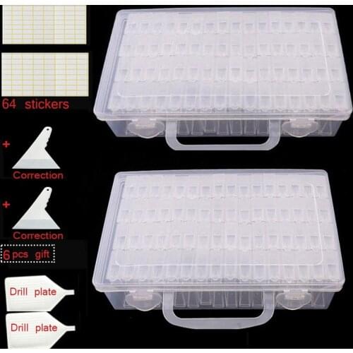 128/64 lattices Adjustable diamond painting tools Plastic Storage Box diamont Storage Box for Diamond Embroidery Craft Bead
