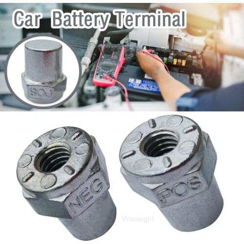 Wooeight 2Pcs Positive & Negative Battery Top Post Terminal Zinc Alloy Silver Car Adapter Converter Connector For 6V 12V