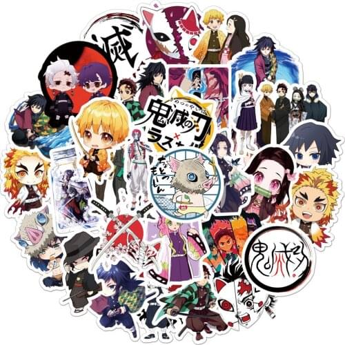 50/100 Pcs New Demon Slayer Graffiti Sticker Trolley Case Notebook Car Phone Refrigerator Waterproof Sticker handmade with love