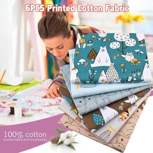 6Pcs/set Cute Cartoon Printed Cotton Fabric Cloth Patchwork for DIY Crafts Sewing Suitable For Sewing Pillowcase Purse Clothes