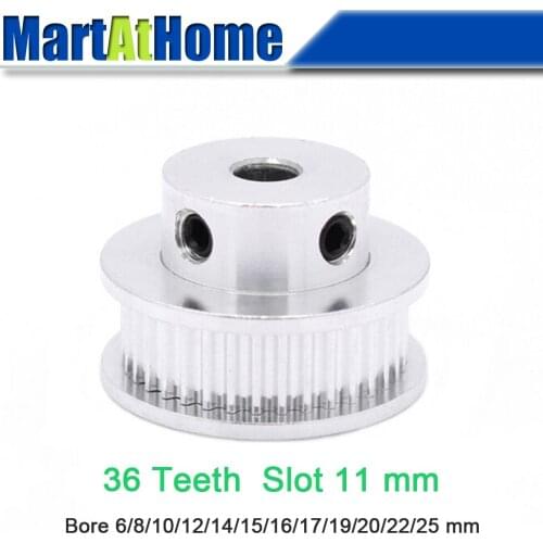 Aluminum Timing Pulley XL36 36T 36-Teeth Slot Width 11mm BF-type Boss 40mm Bore 6~25mm for 3D Printer
