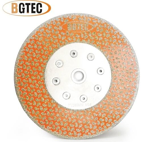 BGTEC 7" Electroplated Single side coated 180mm M14 flange granite marble diamond saw bladesdiamond cutting & grinding disc