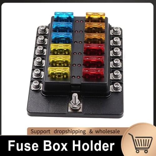 12/10/6 Ways Car Blade Holder Fuse Box Modified Terminal Block Fuse with LED Warning Light for Car Boat Marine Trike 12V 24V