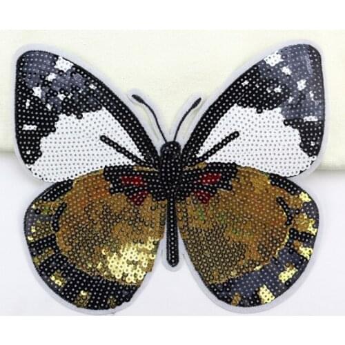 Big butterfly Patches for clothing T shirt Women Sequined T-shirt Womens Fashion Tops Shirt Girl Patch Clothes 21.5*19cm