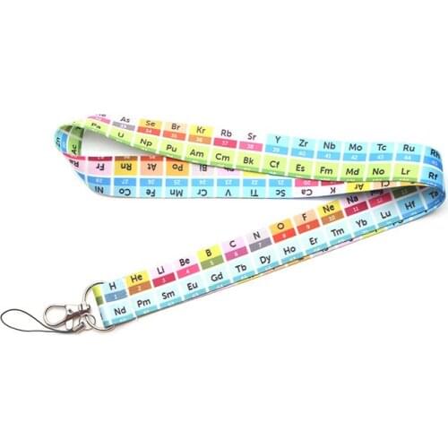 DMLSKY The periodic table Creative Lanyard Keychain for keys Badge ID Mobile Phone Key rings Women Neck Straps Accessories M3545