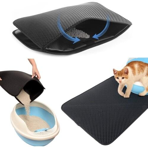 Double-Layer Cat Litter Mat Trapper EVA Rubber Carpet Urine Penetration Catcher Cat Litter Mesh Bag