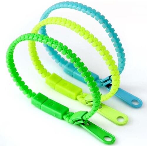 5PCS Eco-friendly Plastic Colorful Toy Zipper Bracelet Stress Relief Game Creative Bangle Party Bags Boy Girl Birthday