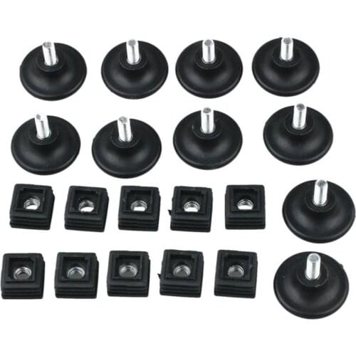 Hot YO-10 Sets 45mm Base Dia Adjustable Leveling Foot 25mmx25mm Square Tube Insert Kit