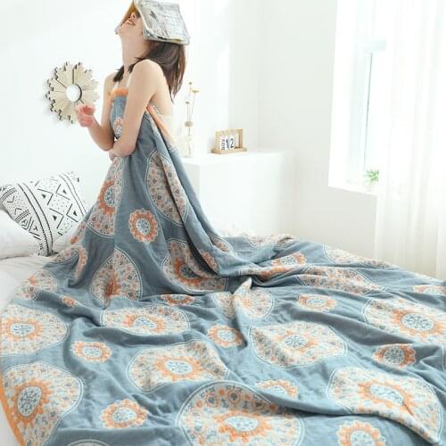 Cotton Gauze Towel Muslin Blanket Soft Throw Plaid For Adults On The/Bed/Sofa/Plane/Travel Bedspread