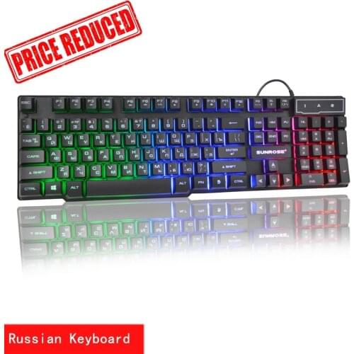 Gaming Keyboard Wired Russian English Illuminated Keyboard 104 for Pc Computer Gamer