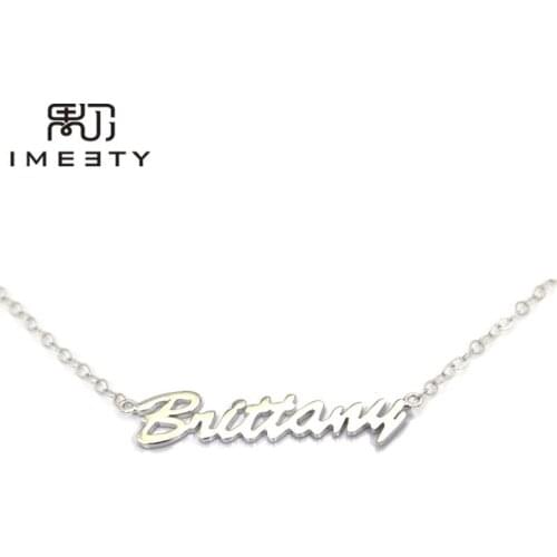 IMEETY fashion jewelry 'Brittany' script name necklace with any name sterling silver hand made personalised name necklace gift