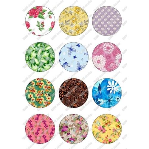24pcs/lot Glass Cabochon 12mm 20mm 25mm Floral Photo Cabochon DIY Jewelry Findings Jewelry Making Supplies T112