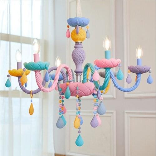Colorful Pendant Lamp For Kids Modern Chandelier Fort Childrens Room with E14 /E12 Lampholders Moe Lighting