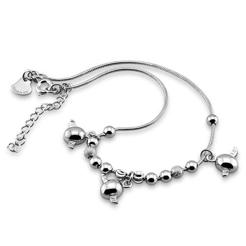Lady 925 sterling silver chains,Lovely angel pendant design Round bead anklets,Summer woman pop foot jewelry of silver,best gift