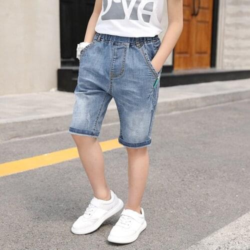 IENENS Summer Shorts Jeans Young Boys Cloose Shorts Children Denim Mid Pants Kids Baby Boy Stretch Knee Length Short Trousers