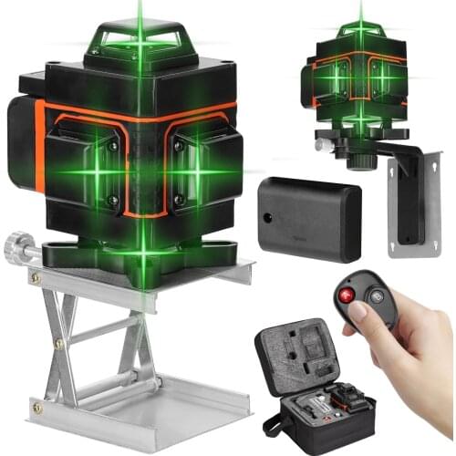 KKmoon Multifunctional 4D 16 Lines Laser Level Tool Horizontal Vertical Cross Line Self-leveling Laser Level 360 Remote Control