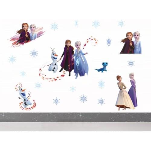 Cartoon Disney Frozen 2 Elsa Anna Wall Stickers For Home Decor Kids Room Bedroom Wall Decoration Mural Art Movie Diy Posters