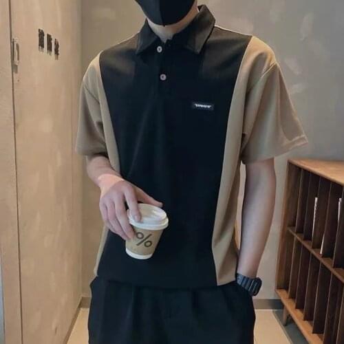 T Shirt Men Summer Polo Mens Short Sleeve Ins Fashion Brand Lapel T-shirt Casual Loose 2021 New Korean Fashion Harajuku Tops