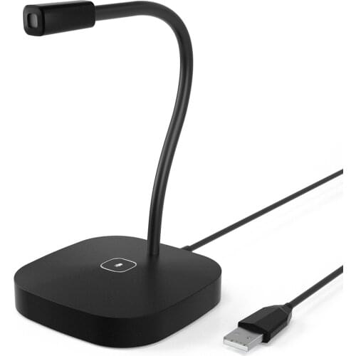 Desktop Gooseneck Microphone Touch Control USB Omni-Directional Condenser Mic Mute Button For Office Meeting Gaming Black