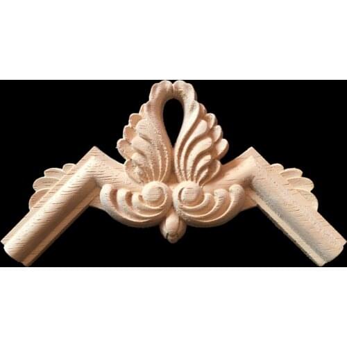 Unpainted Decorative Wood Appliques Carved Decal Corner Onlay Applique Frame for Home Furniture Wall Cabinet Door Decor Crafts