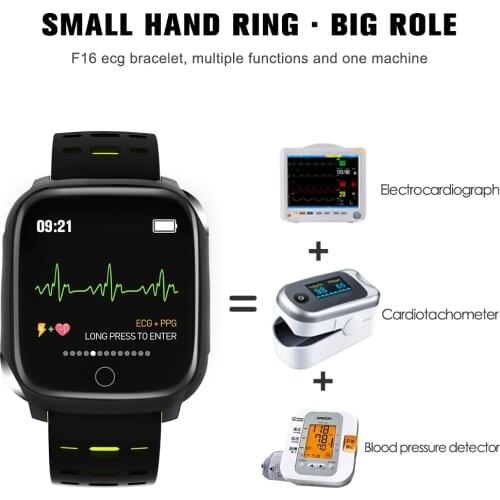 New F16 Smart Bracelet ECG+PPG Pedometer Alarm Clock Smart Watch Men Heart Rate Blood Pressure Waterproof Smart Wristband/band