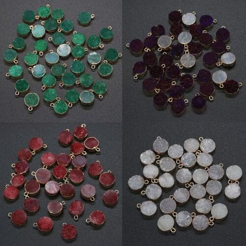 Natural Stone Crystal Cluster Pendants Round Shape Exquisite Charm For jewelry making DIY necklace Earring accessories