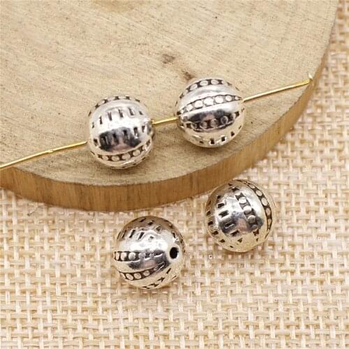 21pcs 9x10x10mm antique silver Engraved small hole beads charms diy retro jewelry fit Earring keychain hair card pendant