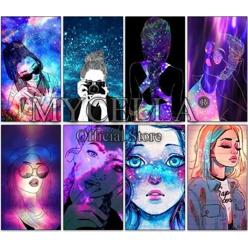 Full Square Diamond Painting Abstract Girl 5D Diamond Embroidery Couple Portrait Home Decor Diamond mosaic Wall Stickers Gift