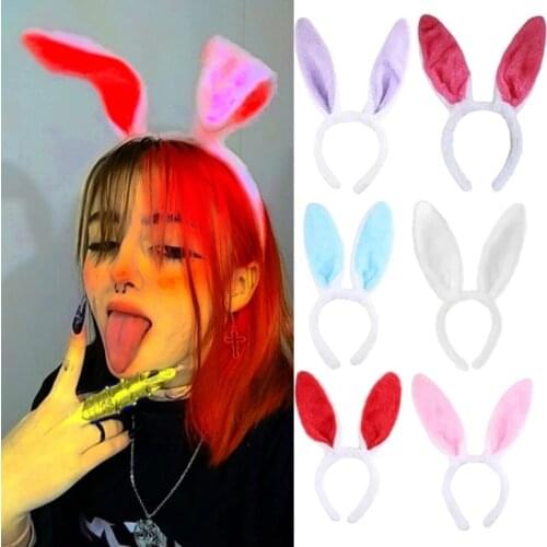 Halloween Easter Anime Cosplay Bunny Hair Band Hair Accessories Women Cute Fluffy Rabbit Ears Hairbands Headwear Female Gifts