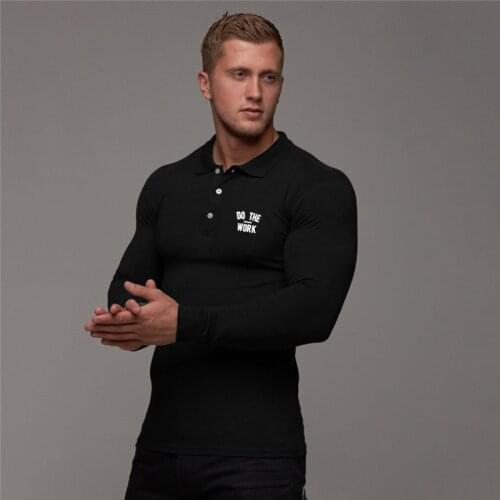 Polo Shirt Men Autumn New Brand Gym Fitness Mens Sports Long Sleeve Polo Shirts Male Slim Fit Solid Color Workout Poloshirt