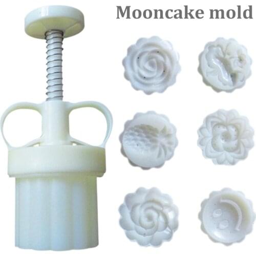 Hand Pressure Moon Cake Mold 3D Mid Autumn Festival Mould With 6 Stamps Cake Molds Set Hand Pressure Moulds DIY Craft Making