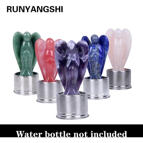 Runyangshi 1pc All kinds of natural crystal 3 inch Angels quartz crystal healing Water bottle not included Gemstone Reiki