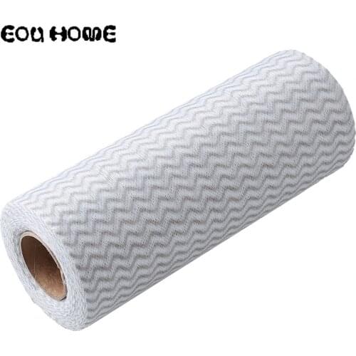 50 Pcs/Roll Disposable Kitchen Microfiber Cleaning Cloth Household Striped No-oil SuperAbsorbent Dishwashing Wiping Scouring Pad