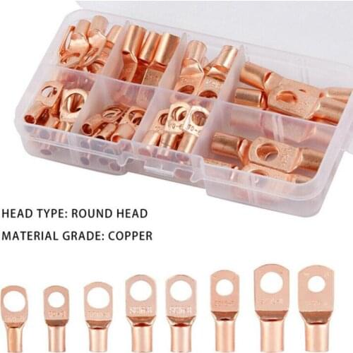 60pcs/box Electrical Wire Ring Connectors Assorted Car Copper Tube Lug Battery Starter Cable Welding Crimp Terminals Kit