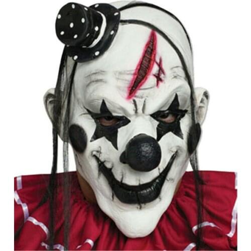 Scary Clown Mask Halloween Latex Bald Head Evil Joker Horror Fancy Dress Accessory Costume Props