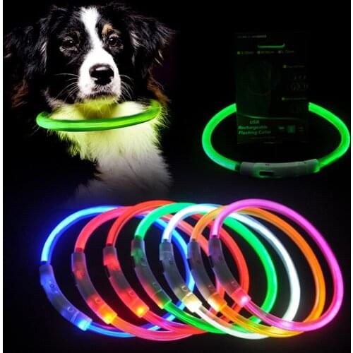 Led Usb Dog Collar Rechargeable LED Charging Tube Flashing Night Dog Collars Glowing Luminous Safety Dog Collar Dog Accessories
