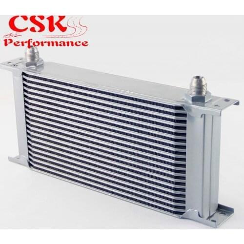 19 Row 248mm AN8 Universal Aluminum Engine Oil Cooler 3/4" UNF-16 Black/Silver