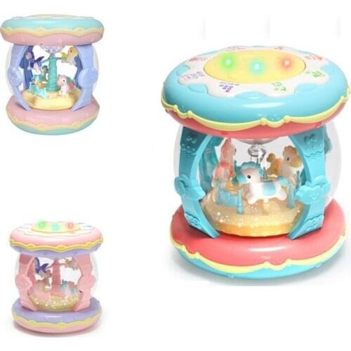Rotating Trojan Horse Music Hand-clapping Drum Microphones Multifunctional Touch Early Education Toys for Children Gift