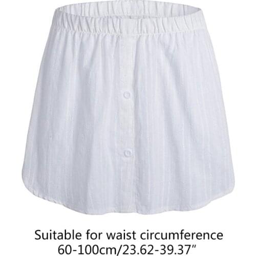 Womens Layering Fake Top Lower Sweep Skirt Extenders White Striped Half Shirt Blouse A-Line False Hem Detachable Underskirt for