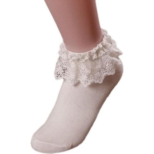 Women Vintage Lace Ruffle Frilly Ankle Socks Princess Girl Socks Lolita Lace Women Socks White Cute Socks Calcetines De La Mujer