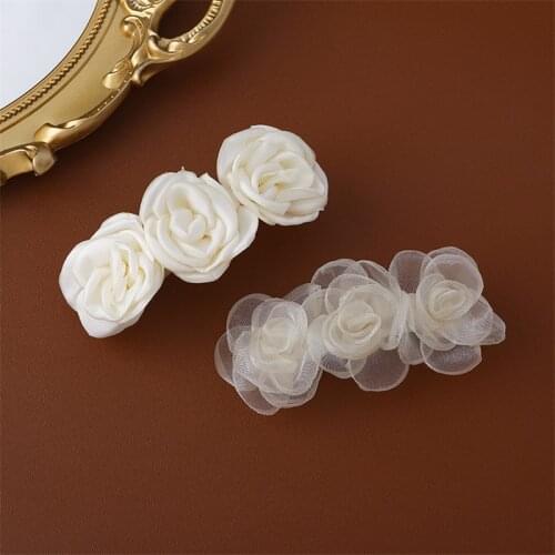 Korean White Flower Hairpins For Women 2021 Summer New Fashion Hair Accessories Clips Grips Trends Wedding Jewelry