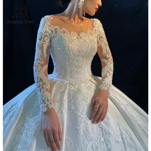 Robe mariage femme Full Sleeve Lace Applique Off White Wedding Dress